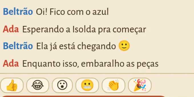 Chat da sala com mensagens e reações rápidas