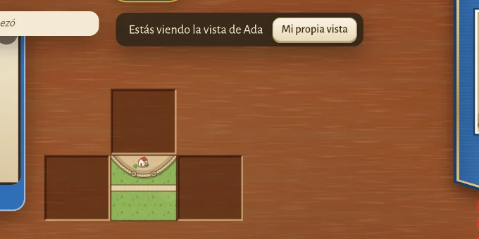 El mapa a través de los ojos de otro jugador, con un marco que muestra su pantalla